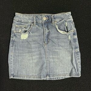 Distressed Denim Mini skirt
